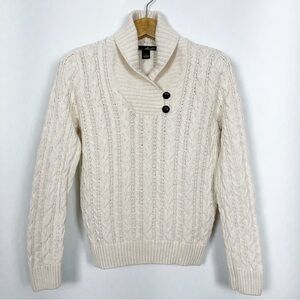 Willi Smith Women’s Cream Cable Knit Sweater Shawl Collar Size‎ Large